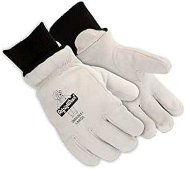 RefrigiWear Insulated Cowhide Freezer Dexterity Gloves Unisex Adult Cold Weather Work Gloves Durable Leather Safety Cuff