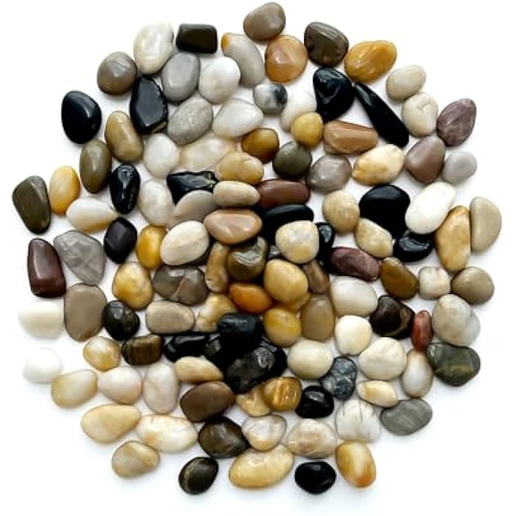 Rocks for Plants 5 Lbs, 0.8-1.5 Inch High Polished Pebbels, Decorative Stones for Garden Landscaping, Smooth Gravel Filler for Outdoor Plants, Succulents, Fish Tank and Vases
