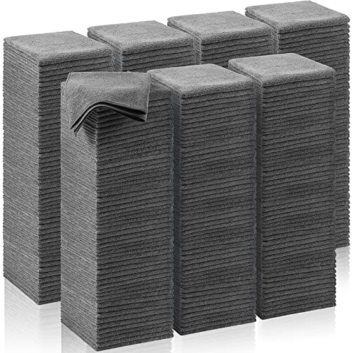 Oudain 200 Pcs Microfiber Cleaning Cloth 16x16 Inch Microfiber Towels for Car Ultra Absorbent Cleaning Rags Reusable Lint Free Streak Free Detailing Towel for Car Washing Drying Dusting Gray