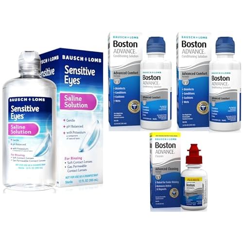 Boston Advance Complete Care Kit Includes Cleaner 1 fl oz, Two Conditioning Solutions 3.5 fl oz Each, and Sensitive Eyes Saline 12 fl oz for Final Rinse and More