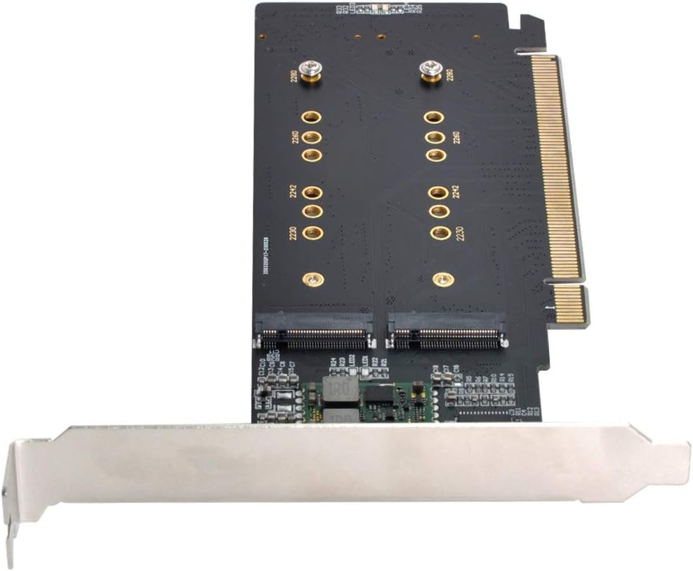 Cablecc 4X NVME M.2 AHCI to PCI-E Express 3.0 Gen3 X16 Raid Card with Fan VROC Raid0 Hyper Adapter