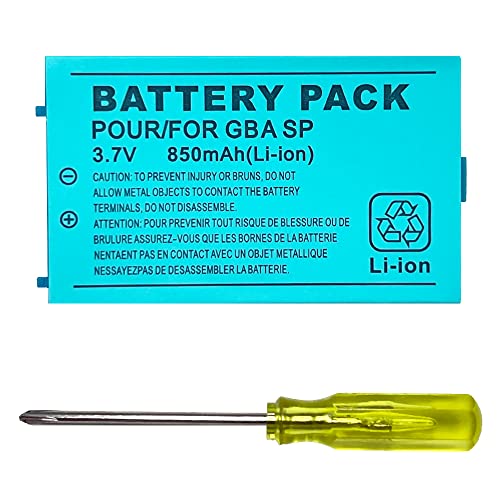1Pcs Replacement Battery Compatible with Gameboy Advance SP Battery 850mah 3.7V Rechargeable Lithium Ion Batteries Compatible with Nintendo GBA SP Console
