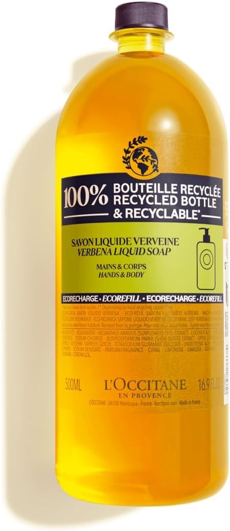 L'OCCITANE Shea Verbena Hand Wash & Body Liquid Soap Luxury Size 500ml| Luxury Soap|Enriched with Shea Butter| Gentle for dry and sensitive skin|