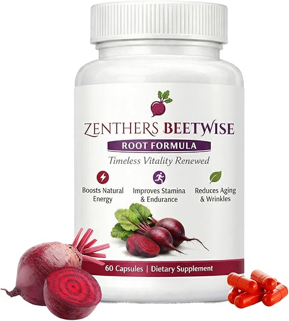 Beetwise, Beetwise Root Formula Cold Pressed,Beetroot Supplement ,Natural Energy Support, Vegan-Friendly,60 Capsules (1PCS)