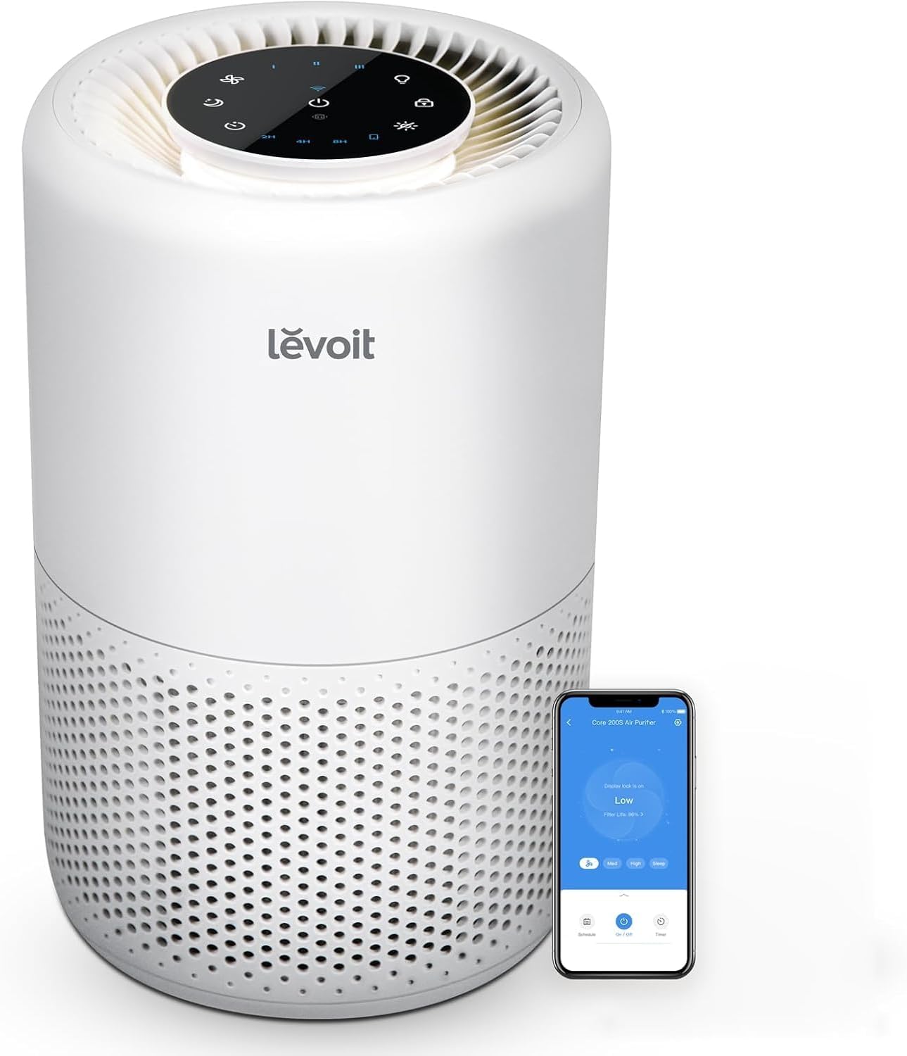 Levoit H13 HEPA Air Filter Air Purifier, Against Pollen and Mold Odors, Up to 35 Square Meters, Timer, Sleep Mode, Application Control, Night Light