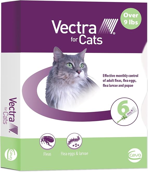 Vectra for Cats Flea Treatment & Prevention for Large Cats Over 9 lbs. 6-Month Supply
