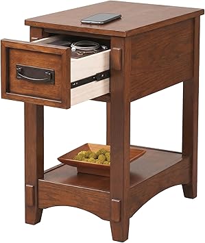 Signature Design by Ashley Breegin End Table With Drawer and Shelf, Mission-Style, Veneers and Wood Construction for Living Rooms and Bedrooms, 13 x 22