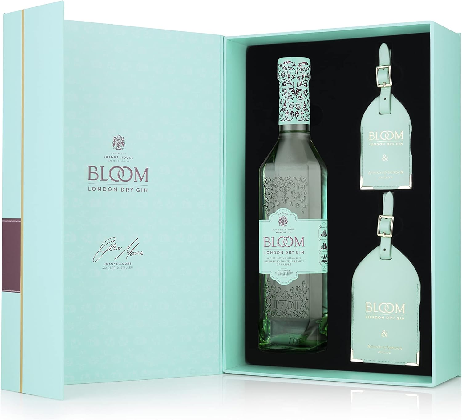 Bloom Gin Luxury Gift Set with London Dry Gin and 2 Aspinal Luggage Tags - 50 cl
