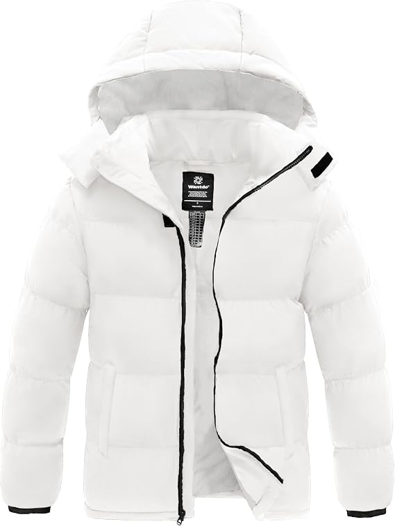 wantdo Men's Warm Puffer Jacket Thicken Waterproof Winter Coat with Detachable Hood