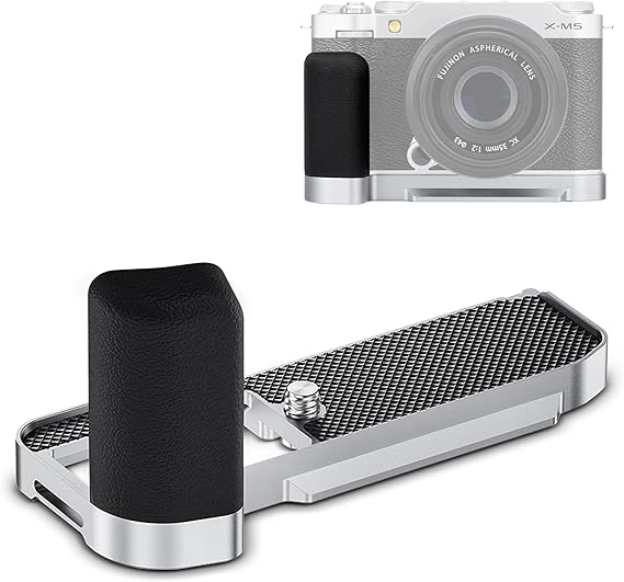 X-M5 XM5 Handgrip, L-Shape Bracket Handle for Fujifilm Fuji X-M5 XM5 Camera, with Built-in Arca Quick Release Plate & Battery Compartment Opening, XM-5 Hand Grip Holder Anti-Slip Microfiber Pad Design