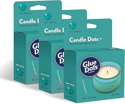 Glue Dots, Candle Dots, Double-Sided, Permanent, 12, 3-Pack, 900 Total Dots, Heat-Resistant Adhesive, DIY Candle-Making, Secure Candle-Wick, Liquid Hot Glue Alternative, Clear