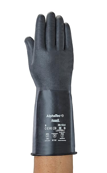 Alphatec Ansell ChemTek 38-514 Butyl Glove, Chemical Resistant, 14" Length, 14 mils Thick, Medium (Pack of 1 Pair)