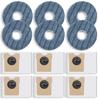 12 Pack Replacement Parts Dust Bags Mop Pads for eufy C20 Omni Robot Vacuum, 6 Dust Bags, 6 Mop Pads